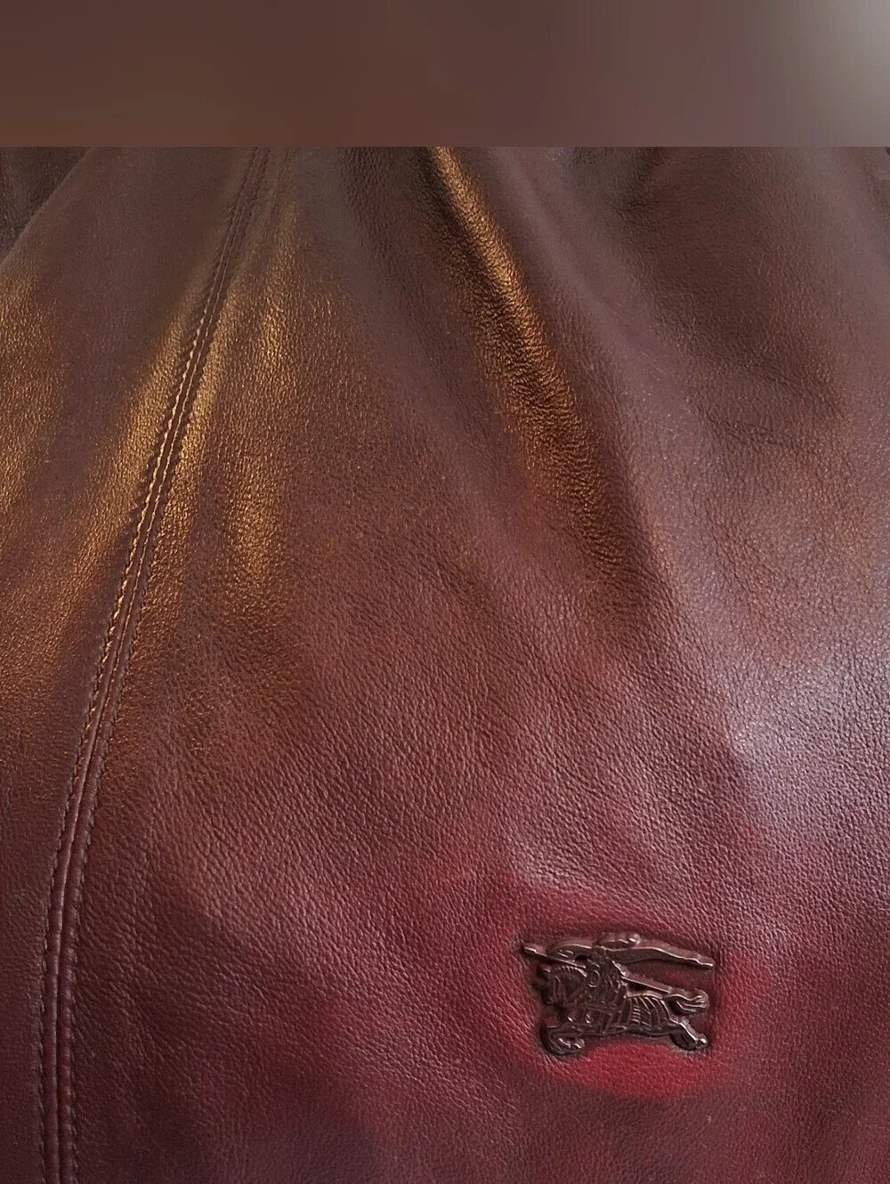 EUC RARE Y2K Burberry Buckleigh Burgundy Calfskin Casual Bucket Tote Purse Bag